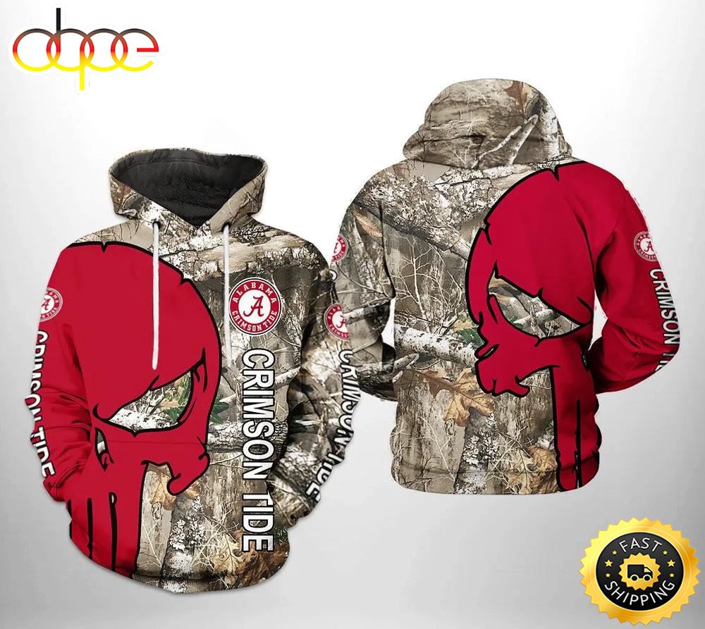 Alabama Crimson Tide Camo Veteran Hunting 3D Hoodie Alabama Crimson Tide Gifts For Him