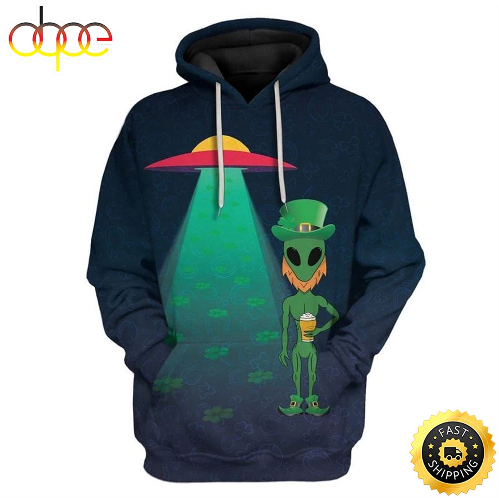 Alien St Patricks Day Happy Patrick's Day 3d Hoodie All Over Print Shirt