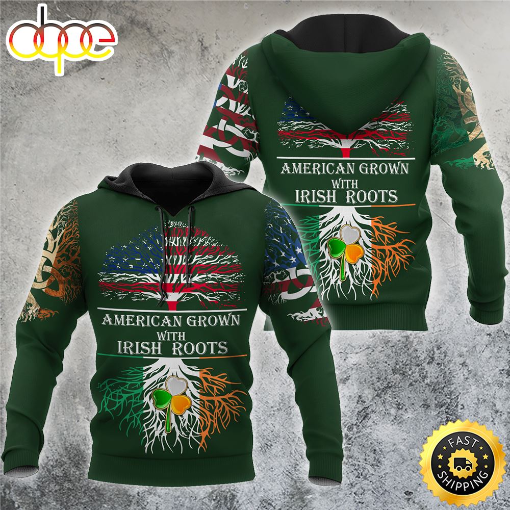 American Grown With Irish Roots Saint Patrick's Day All Over Print Shirt