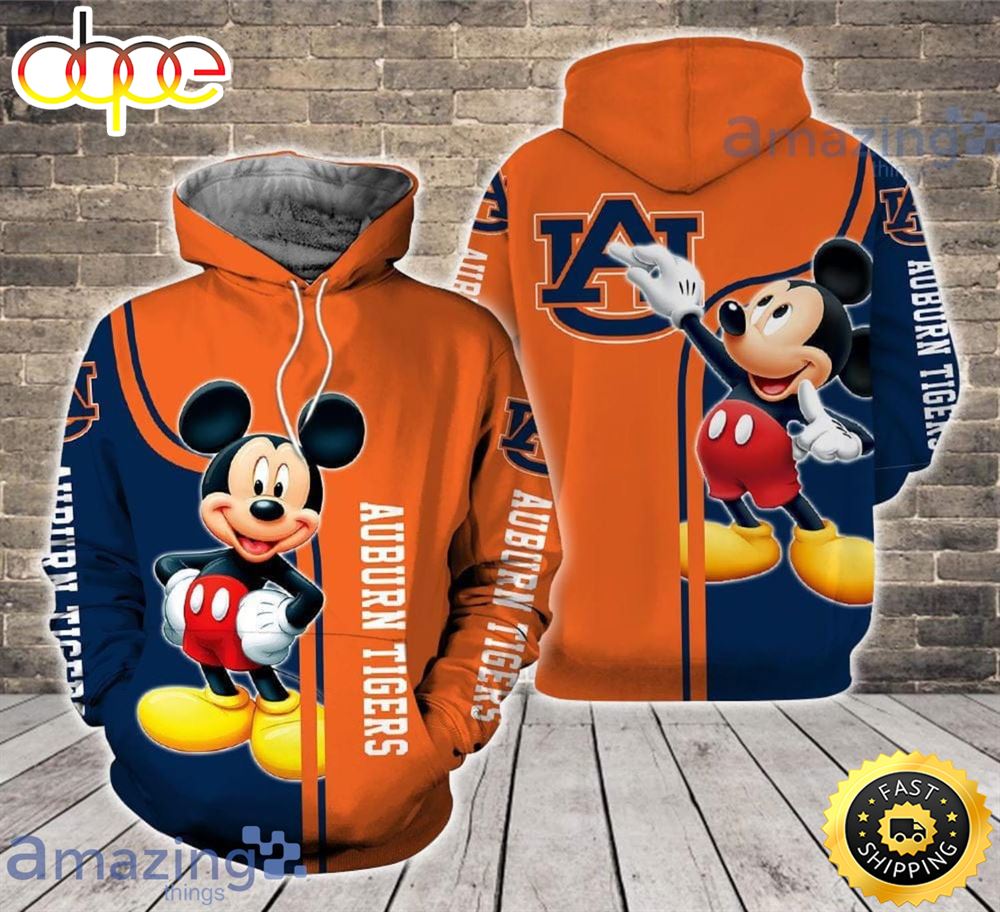 Auburn Tigers Mickey Mouse Lover Disney Cartoon 3d Hoodie For Fans