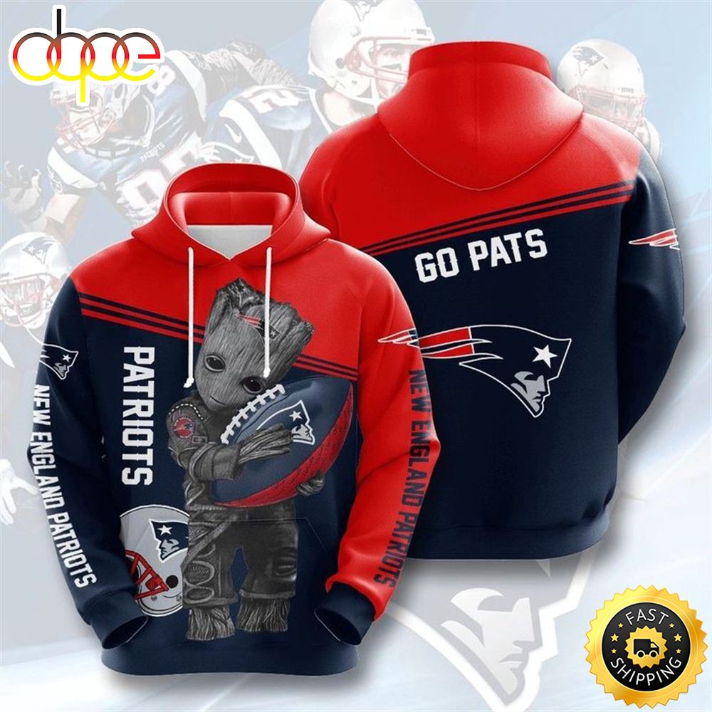 Avengers Groot New England Patriots 3d Hoodie All Over Print