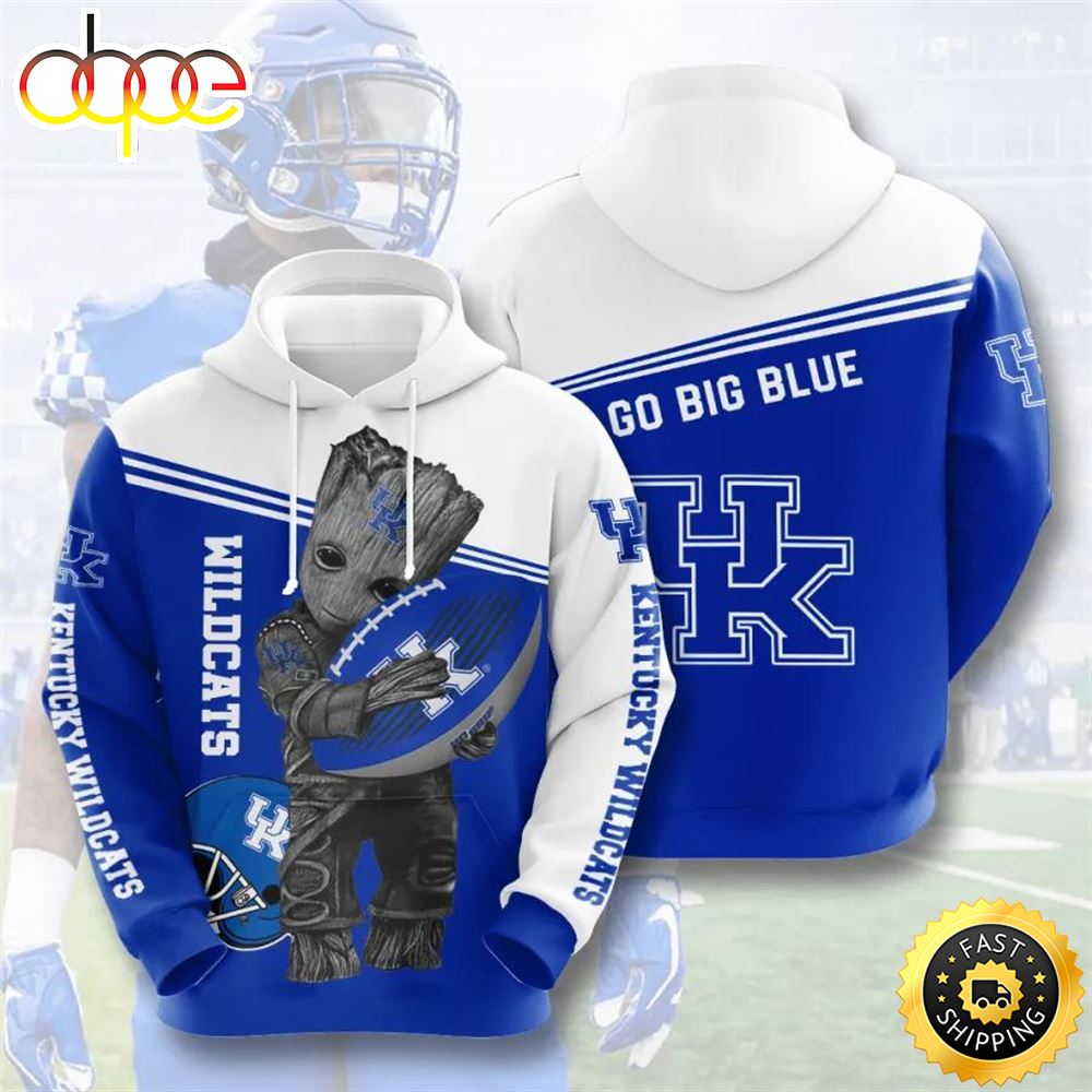 Baby Groot Hug Ball Kentucky Wildcats 3d Hoodie Ncaa Basketball Gifts