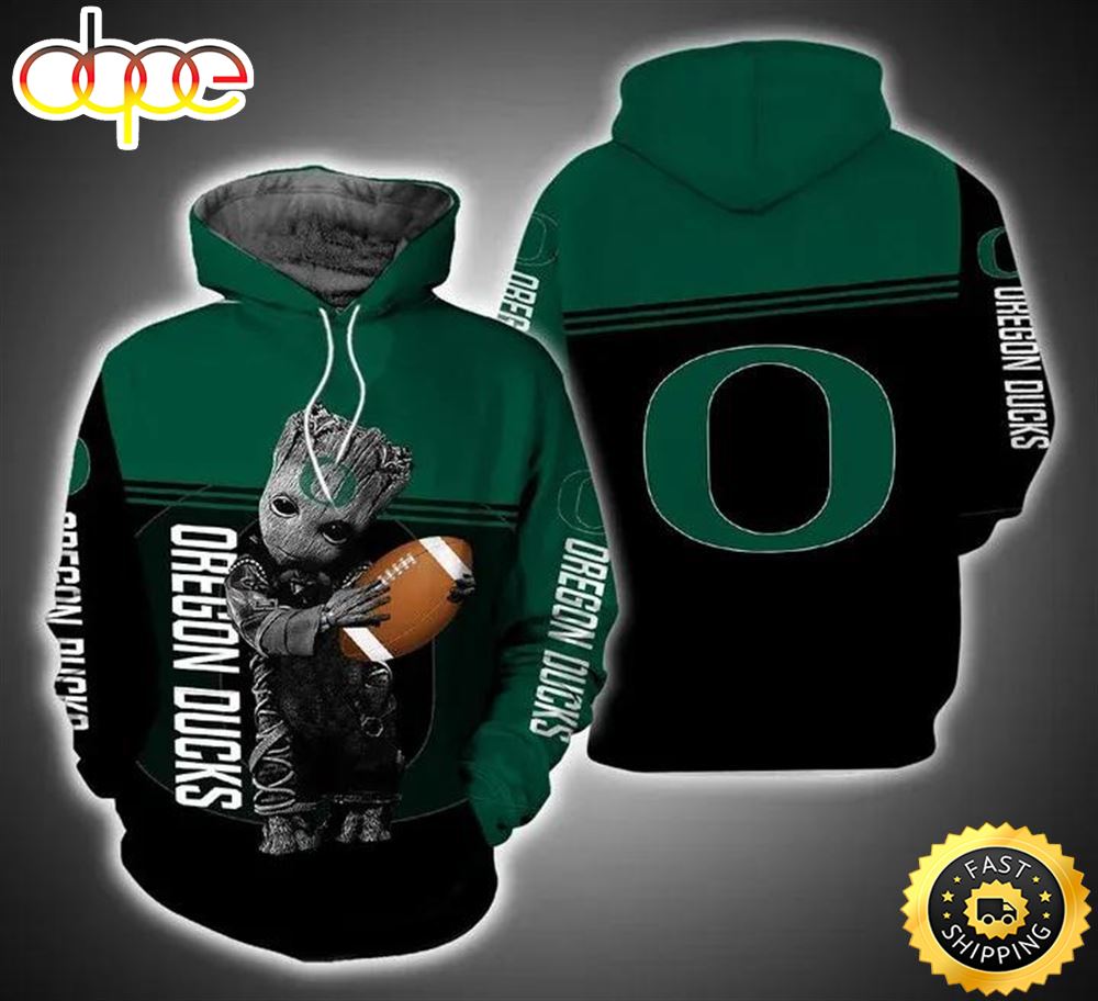 Baby Groot Hug Ball Oregon Ducks 3d Hoodie Oregon Ducks Fans Gift