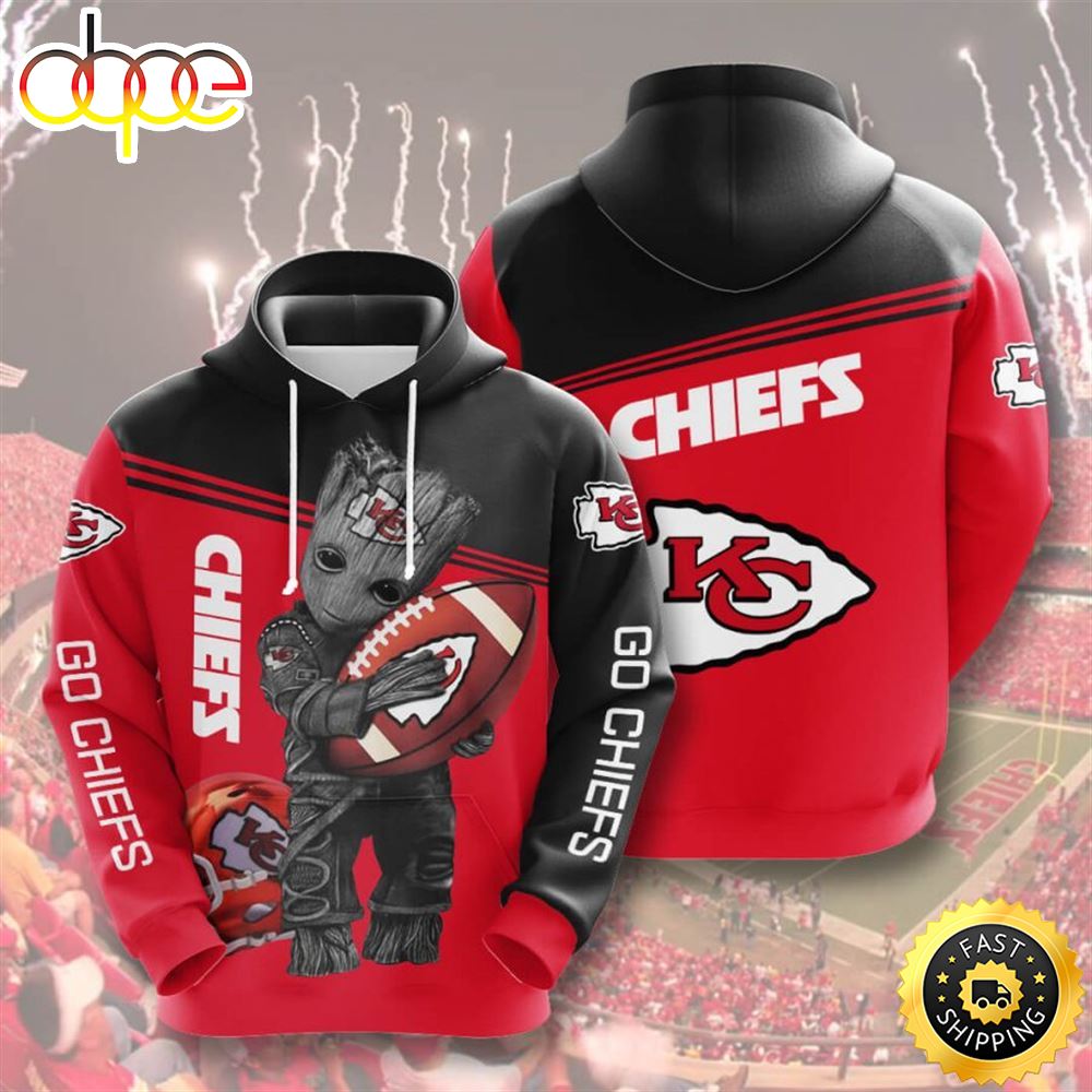 Baby Groot Kansas City Chiefs Groot Kansas City Chiefs 3d Hoodie All Over Print