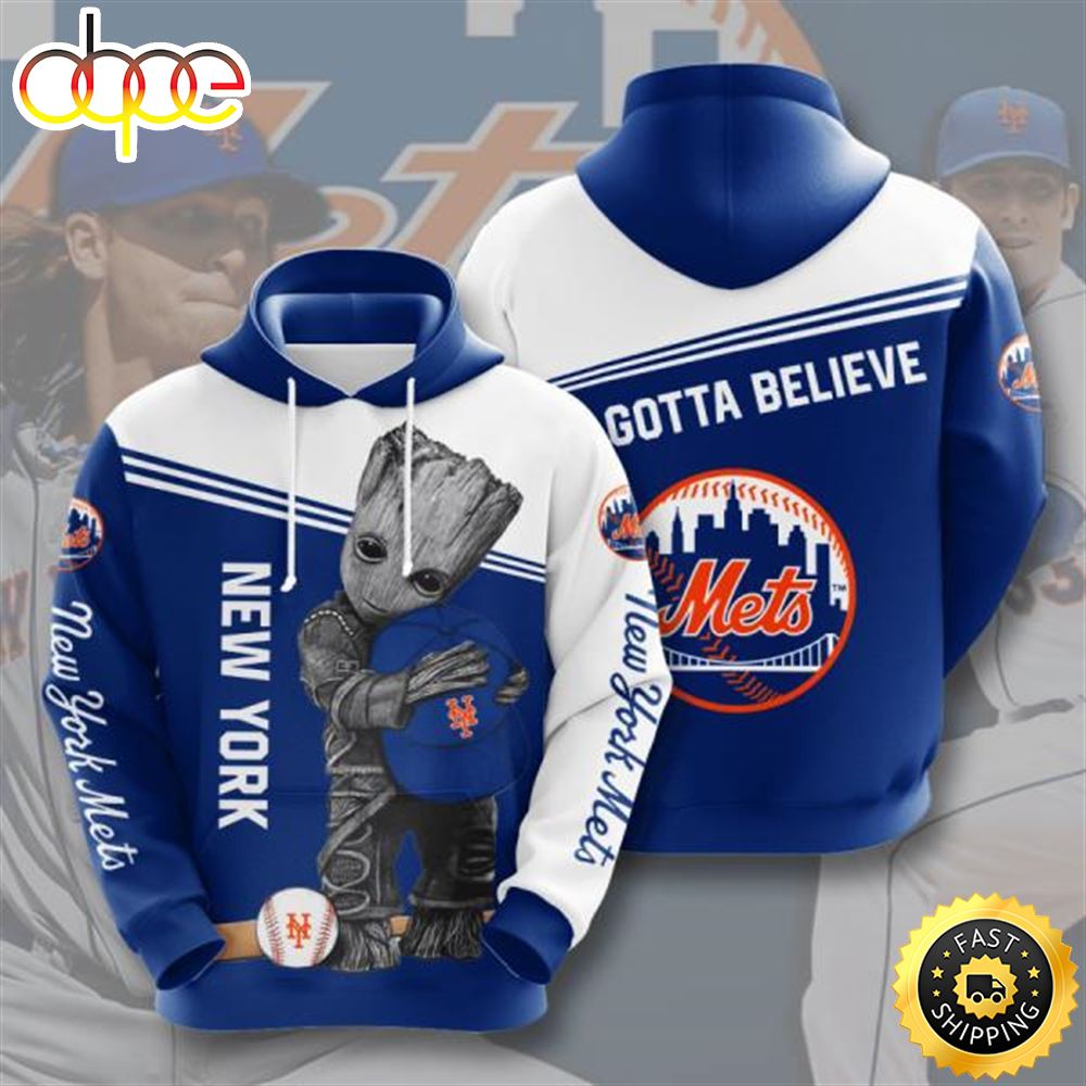 Baby Groot New York Mets 3d Printed Hoodie
