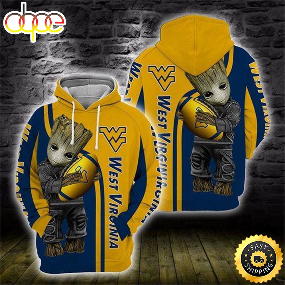 Baby Groot West Virginia Mountaineers 3d All Over Print Hoodie
