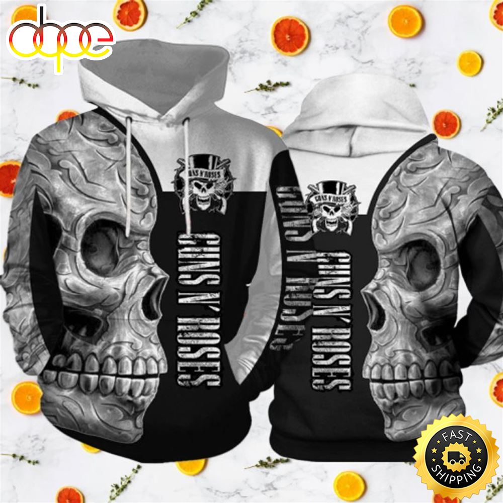 Black And White Guns N Roses Sugar Skull 3d Hoodie