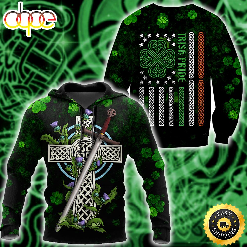 Celtic Cross Knot And Sword 3D All Over Print Shirt
