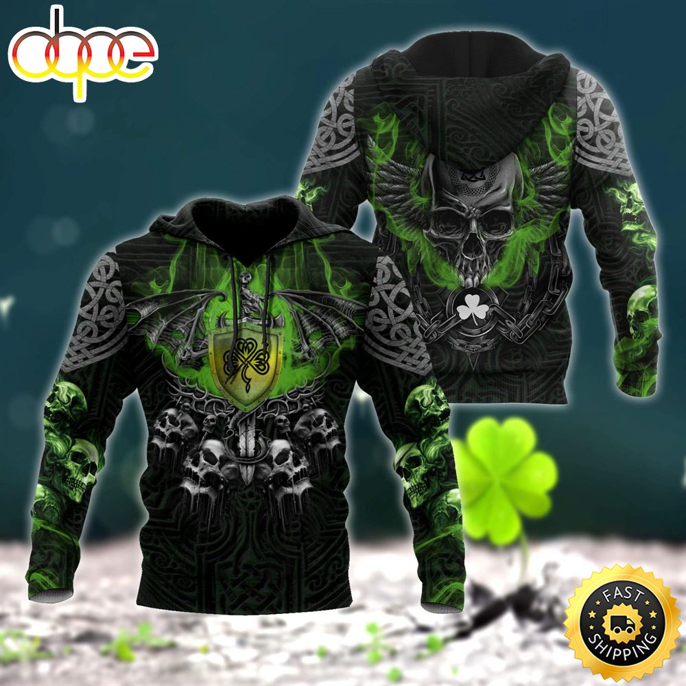 Celtic Dragon Skull With Wings 3D All Over Print Shirt