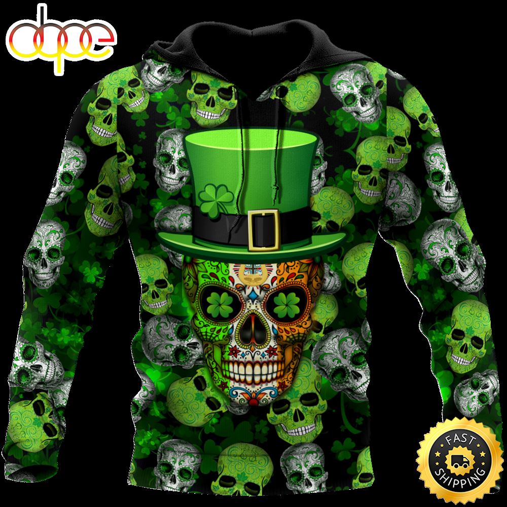 Celtic Skull Shamrock 3D All Over Print Shirt