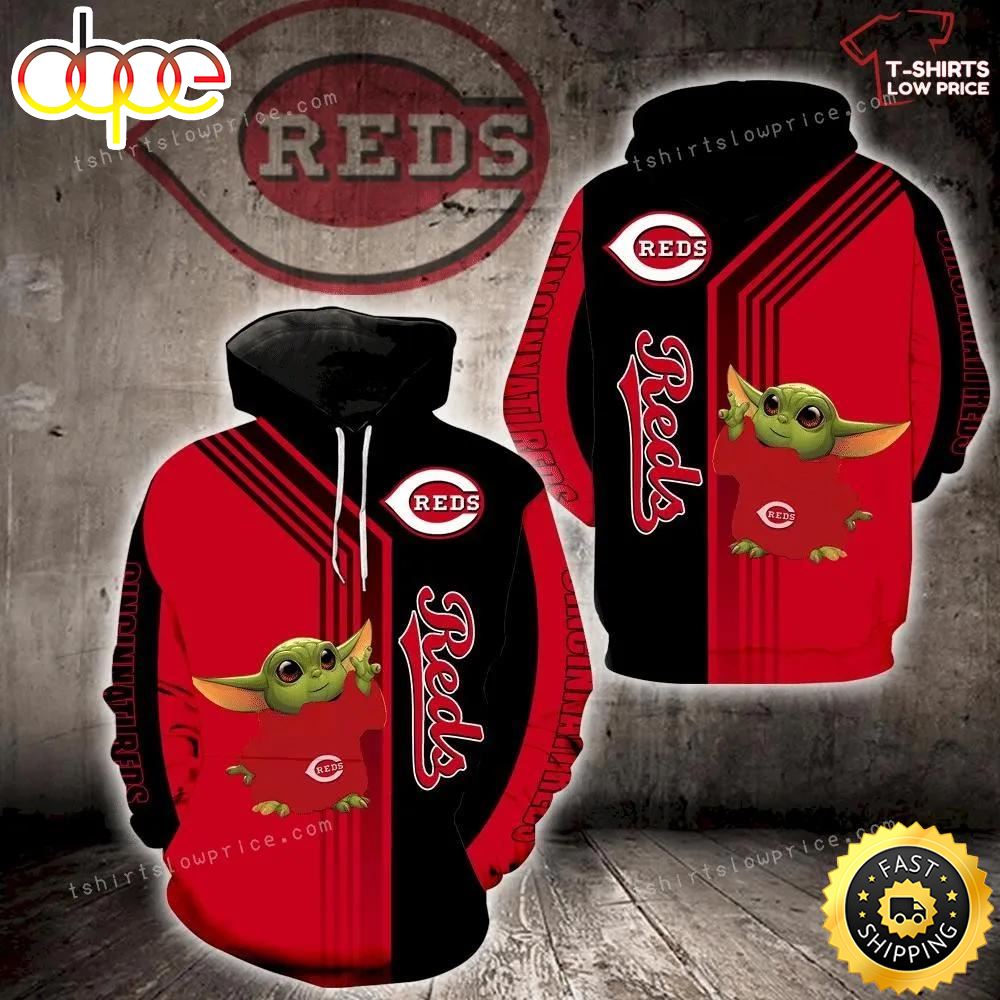 Cincinnati Reds Baby Yoda Green Full Print 3d Hoodie And Zipper