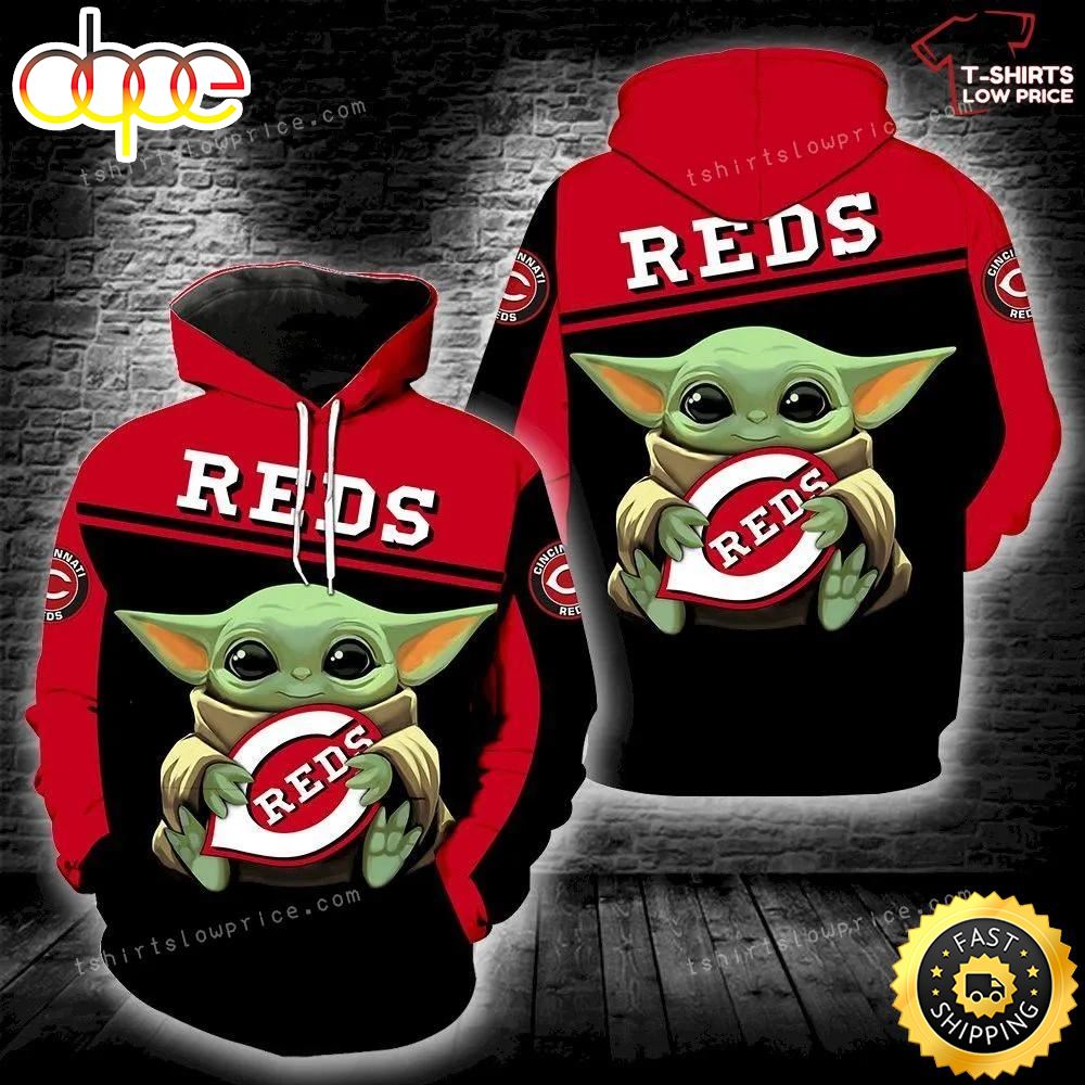 Cincinnati Reds Baby Yoda Hold Logo Full Print 3d Hoodie And Zipper Men Women