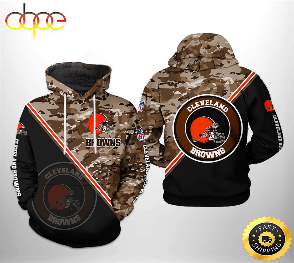 Cleveland Browns NFL Camo Team 3D Printed HoodieZipper Hoodie