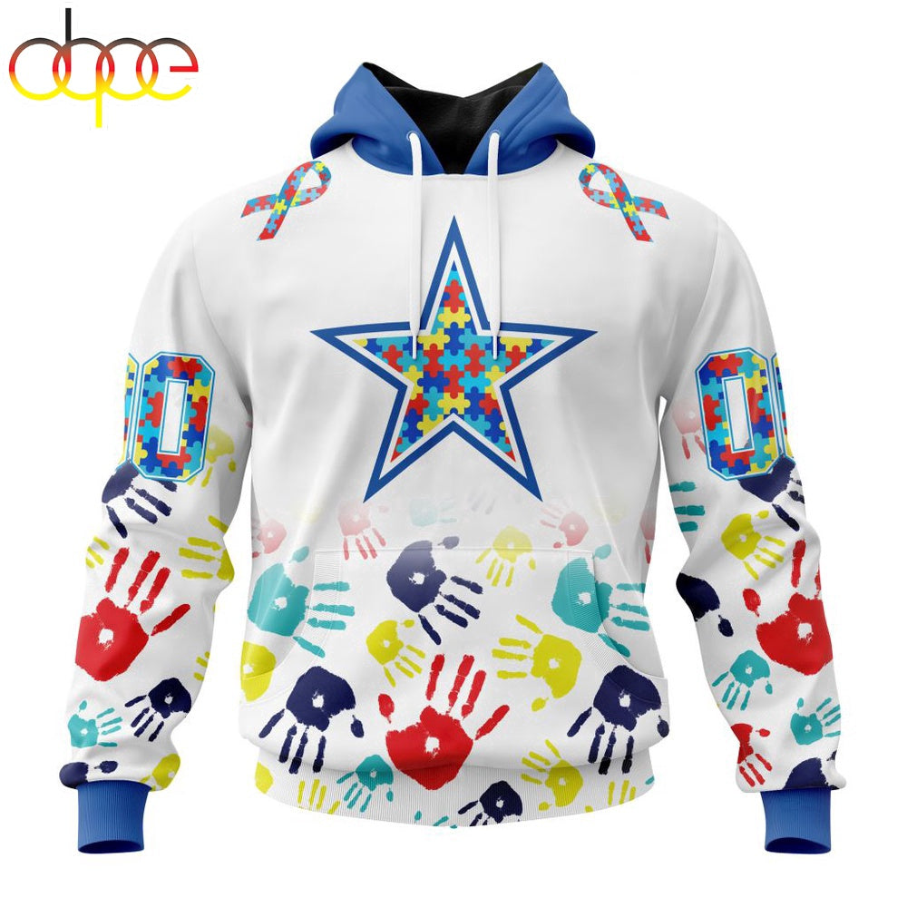 Custom Name And Number Dallas Cowboys NFL Special Fearless Against Autism 3D Hoodie Shirt