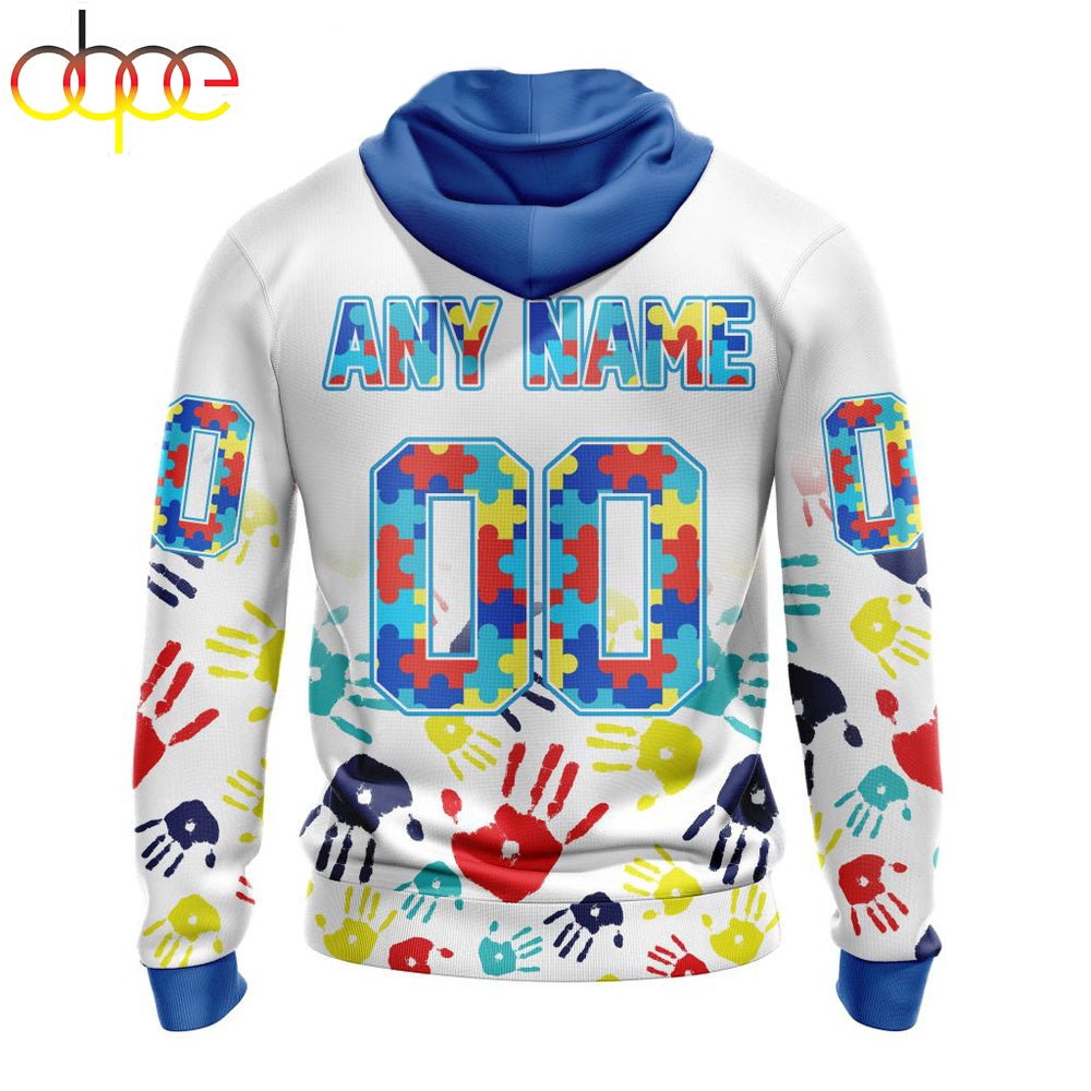 Custom Name And Number Washington Commanders NFL Special Fearless Against Autism 3D Hoodie Shirt