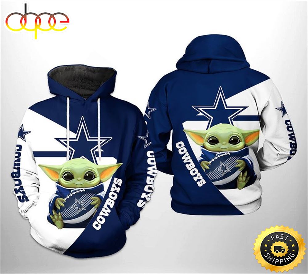 Dallas Cowboys Baby Yoda Design 3d Hoodie All Over Print