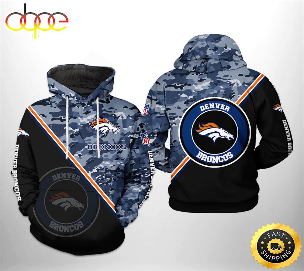 Denver Broncos NFL Camo Team 3D Printed HoodieZipper Hoodie