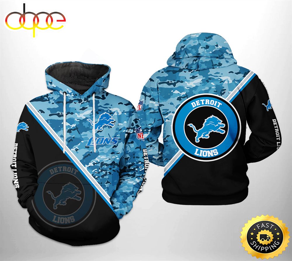 Detroit Lions NFL Camo Team 3D Printed HoodieZipper Hoodie