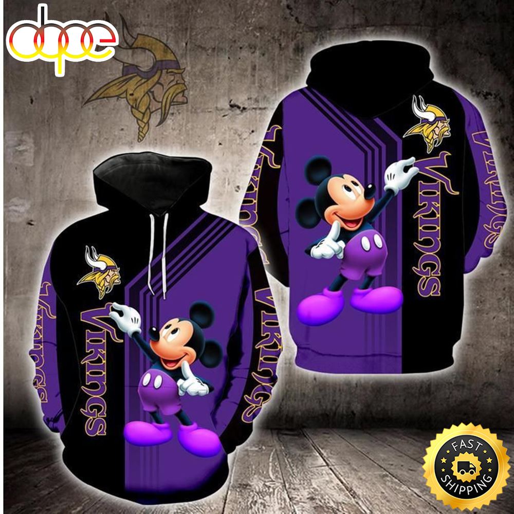 Disney Mickey Minnesota Vikings 2 Nfl Gift For Fan 3d All Over Print Shirt