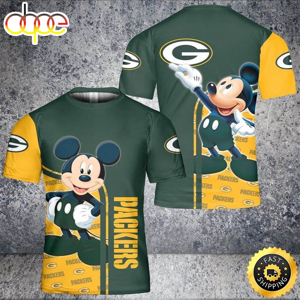 Disney Mickey Mouse Green Bay Packers 54 Nfl Gift For Fan 3d All Over Print Shirt
