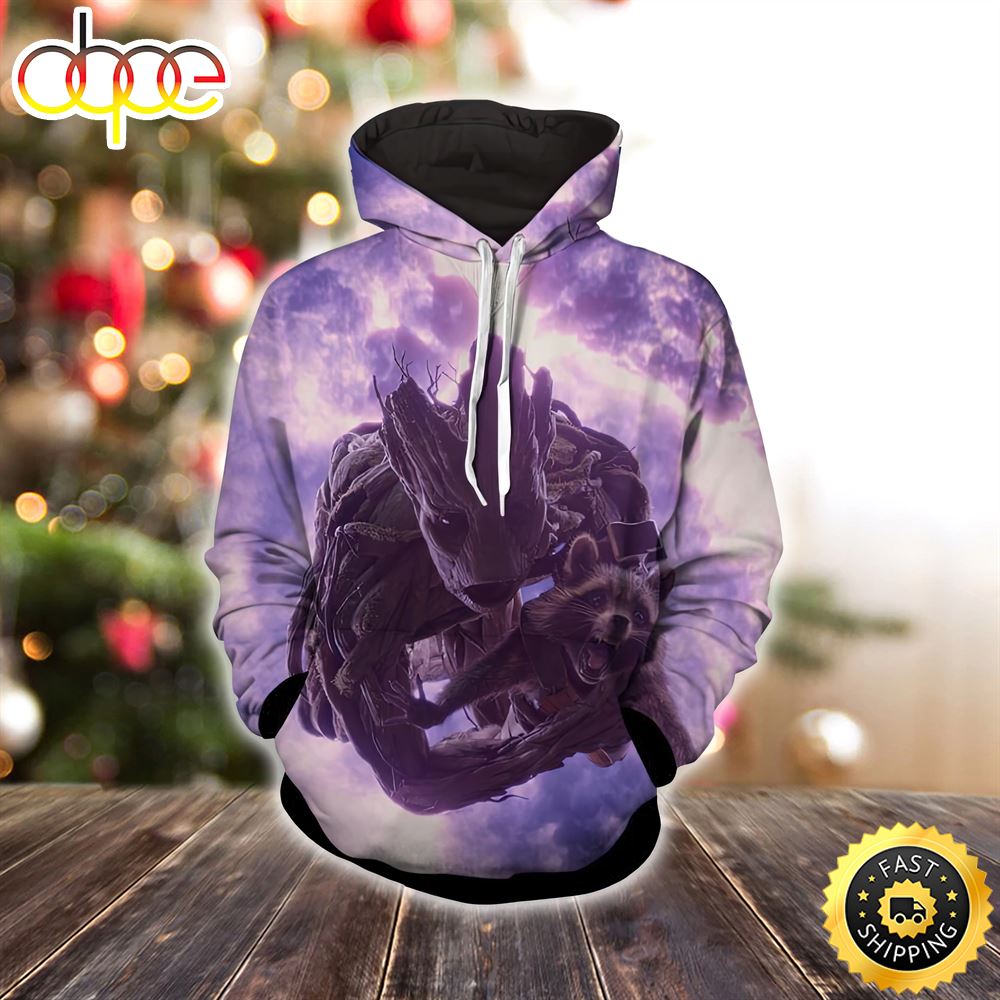 Guardians of the Galaxy Groot Rocket Space Flying Marvel Christmas All Over Print Shirt