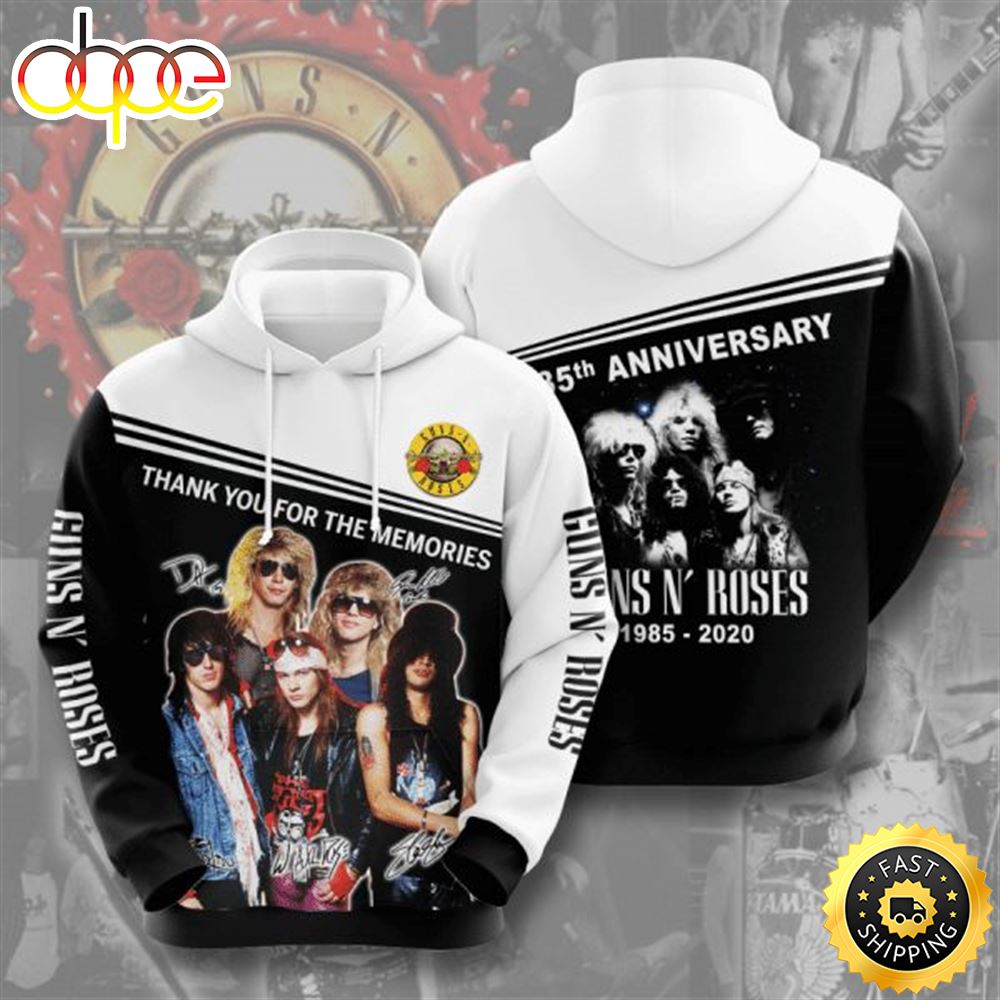 Guns N’ Roses Anniversary 1985 2020 Signature Design Gift For Fan Custom 3d All Over Printed Hoodie