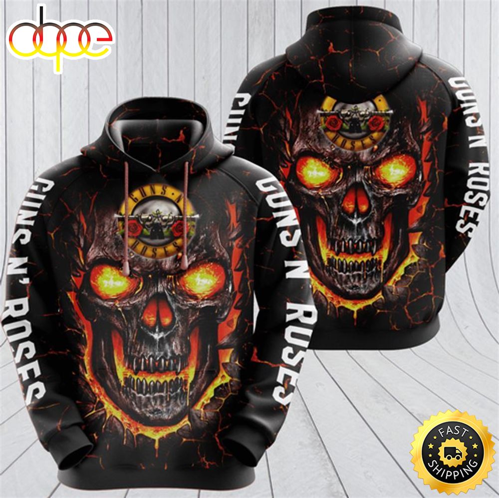 Guns N Roses Black Skull 3d Hoodie