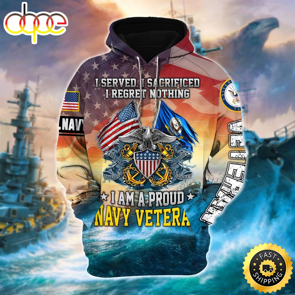 I Am A Proud Navy Veteran Zip Hoodie