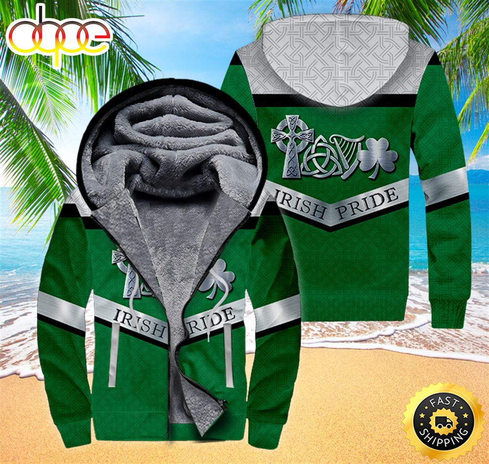 Irish Pride St Patrick's Day Fleece Zip Hoodie All Over Print Shirt