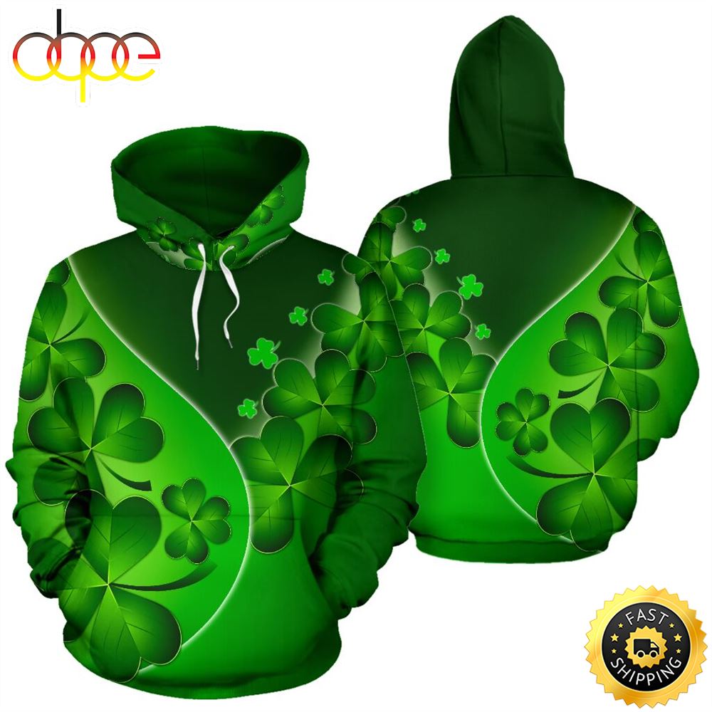 Irish Shamrock Full Hoodie St.Patricks Day All Over Print Shirt