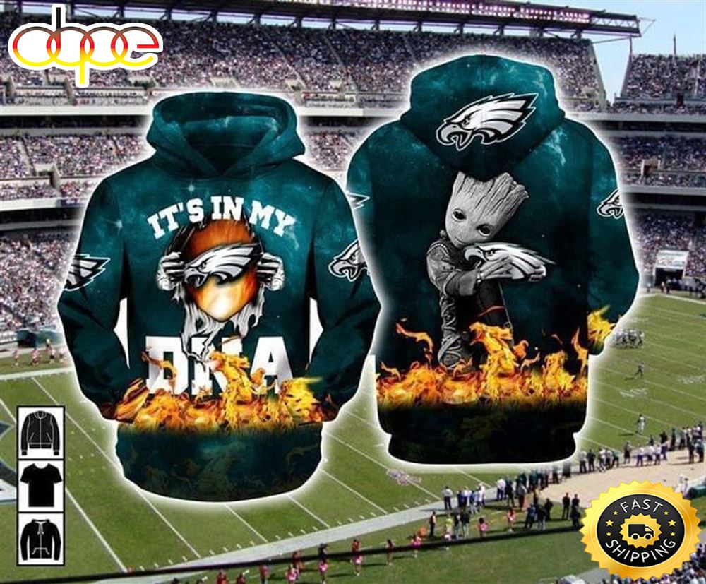 Its My Dna Philadelphia Eagles Groot 3d Hoodie All Over Printed