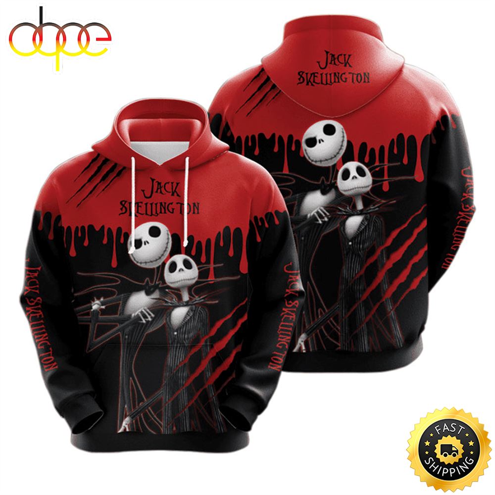 Jack Skellington In Black Hoodie 3D All Over Print