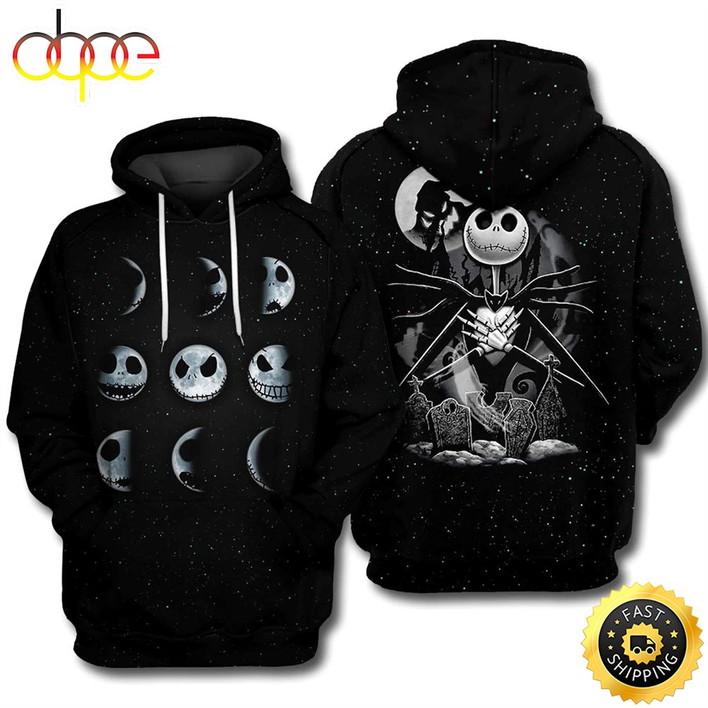 Jack Skellington King Moon Pullover &amp; Zip Hoodie 3D All Over Print