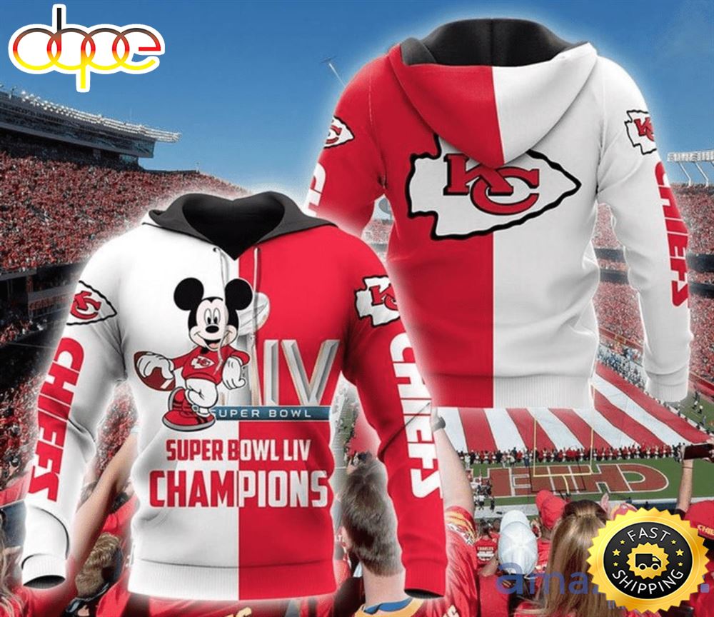 Kansas City Chiefs Nfl Mickey Mouse 3d Hoodie