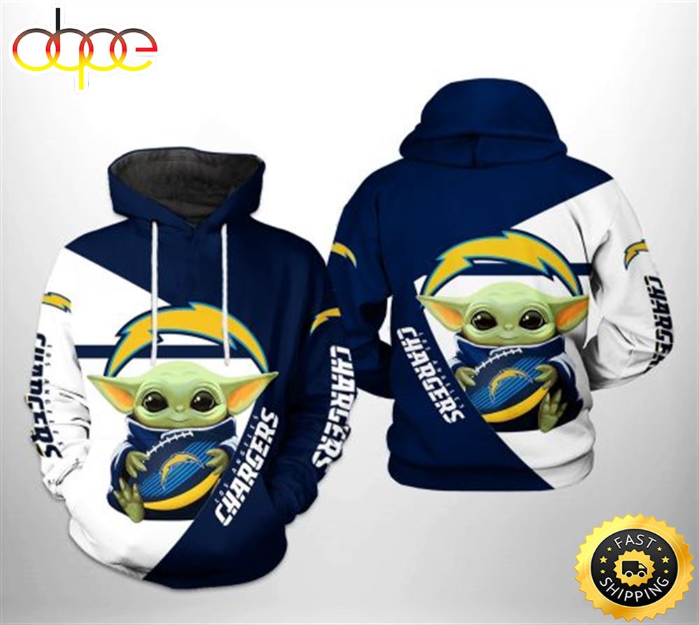 Los Angeles Chargers Nfl Baby Yoda Team 3d Printed Hoodie