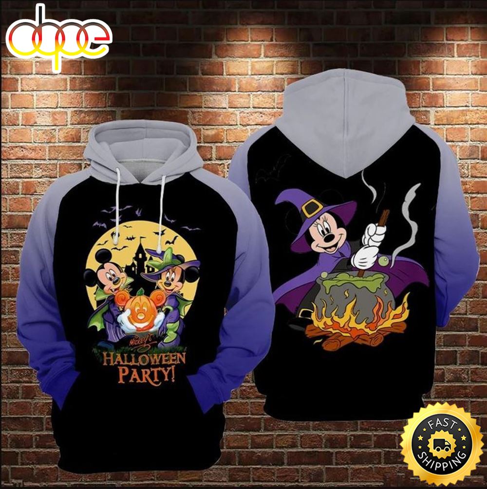 Mickey Minnie Wizard Halloween Theme Over Print Hoodie