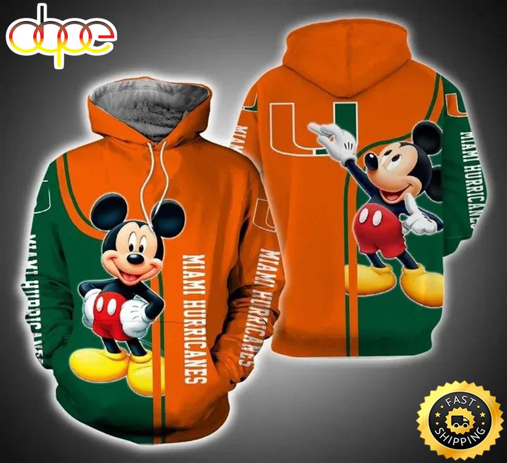 Mickey Mouse Paints Logo Miami Hurricanes 3d Hoodie Cool Miami Hurricanes Gifts -