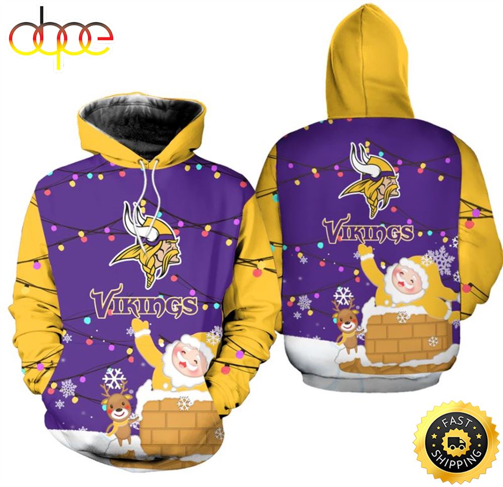 Minnesota Vikings Christmas Pattern Snowman Football NFL All Over Print Hoodie Shirt