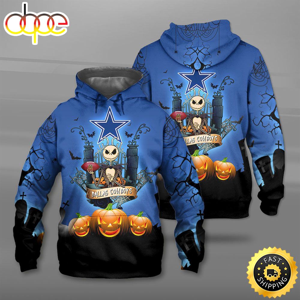 N.F.L.Dallas Cowboys Team Logo Nightmare Before 3D Hoodie All Over Print Shirts