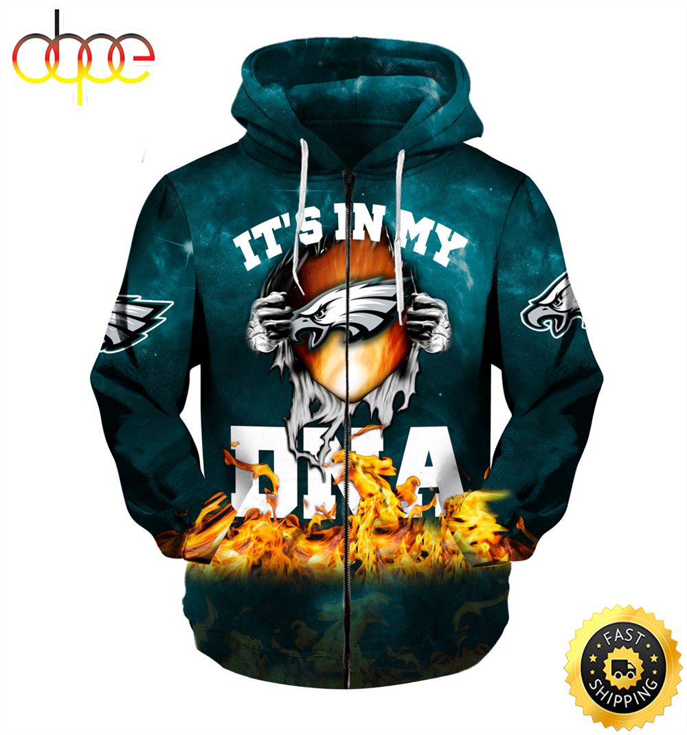 N.F.L.Philadelphia Eagles &amp; It's In My D.N.A. 3D Hoodie All Over Print Shirt