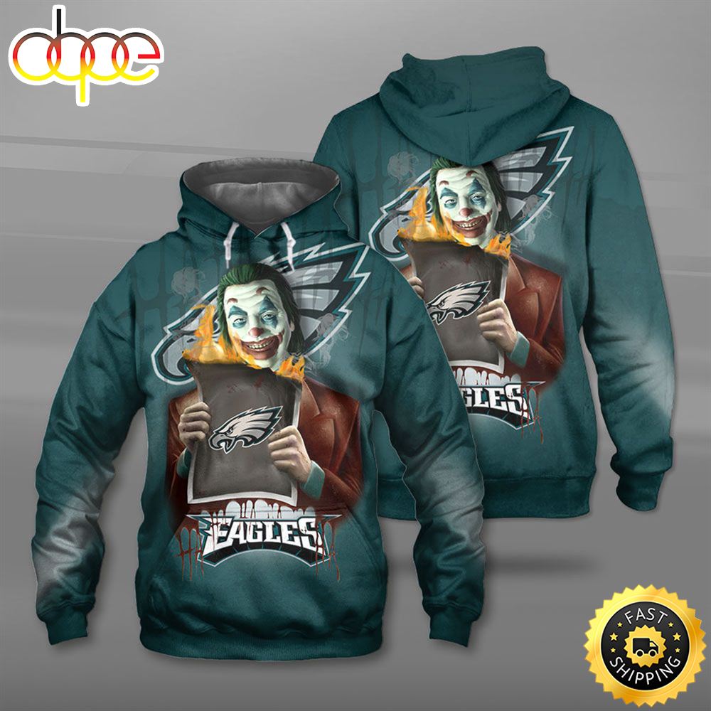 N.F.L.Philadelphia Eagles &amp; The Joker Movie Character 3D Hoodie All Over Print Shirt