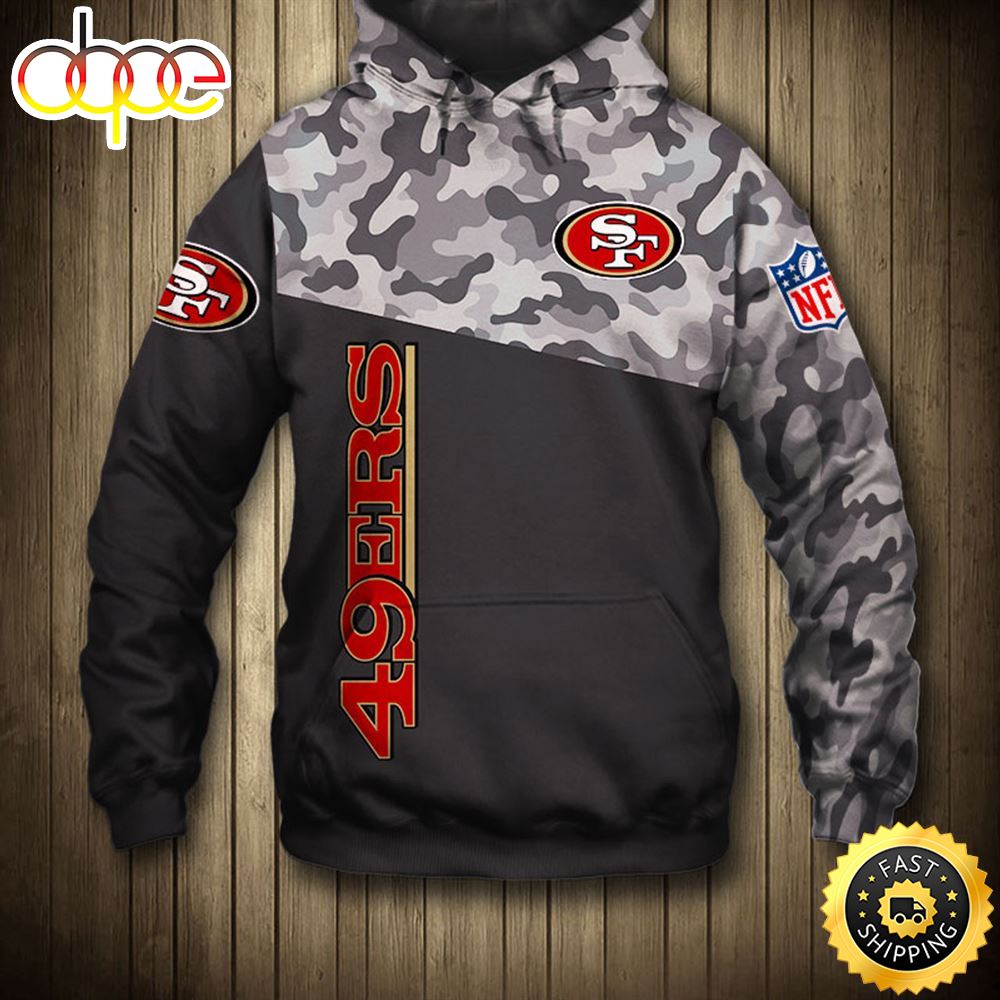 N.F.L.San Francisco 49ers Official Logos Camo Design Pullover All Over Print Shirt