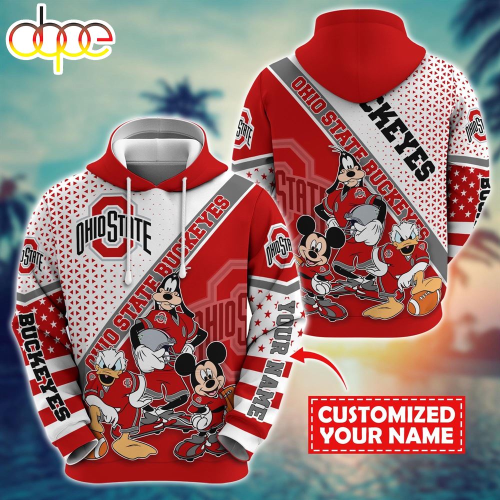 NCAA And Mickey Ohio State Buckeyes Character Cartoon Movie Custom Name Hoodie New Arrivals