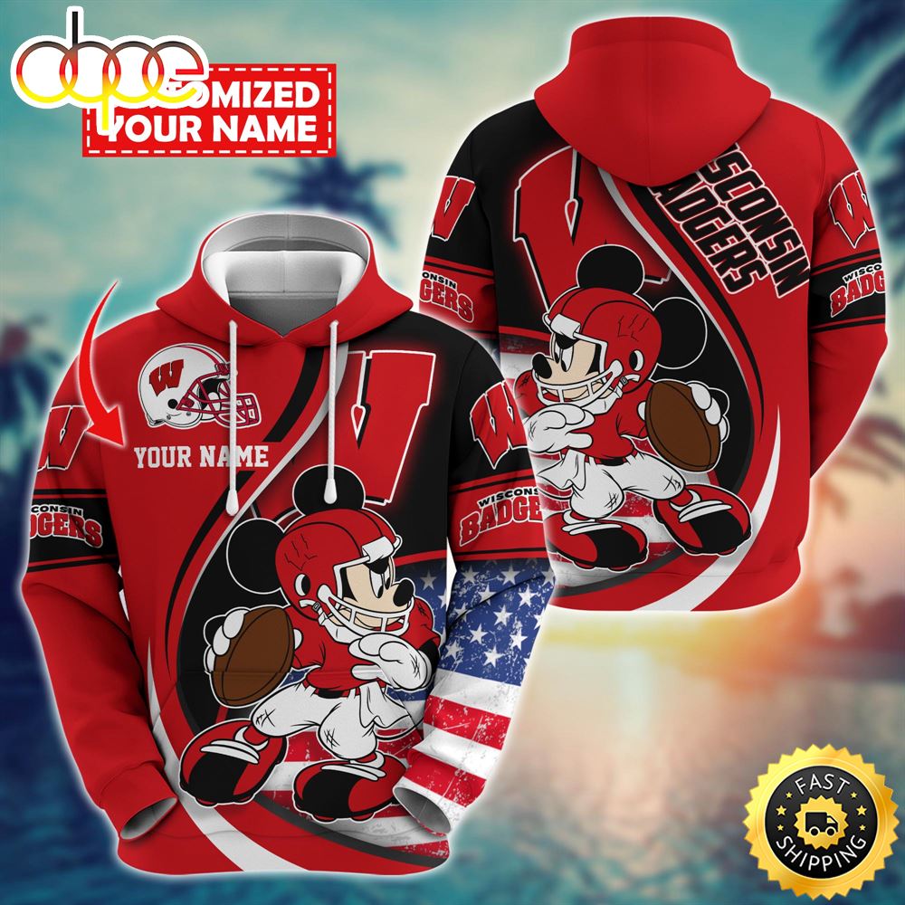 NCAA Wisconsin Badgers Mickey Custom Hoodie Trending Shirt