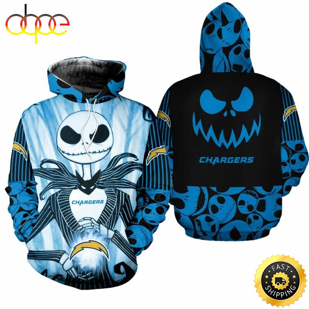 NFL Los Angeles Chargers Jack Skellington Pullover Hoodies