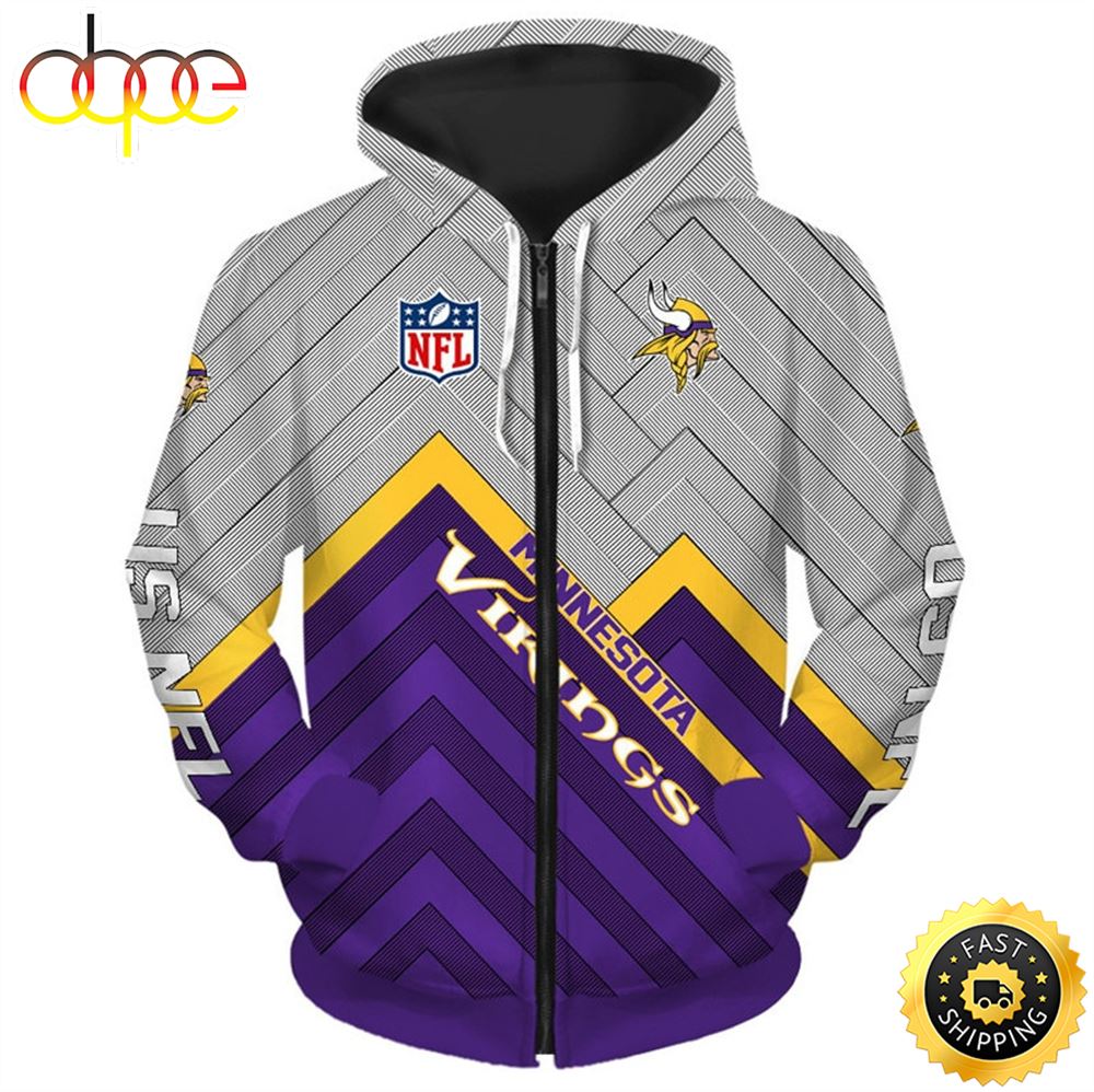 NFL Minnesota Vikings And NFL Logo 3D Hoodie All Over Print Shirts