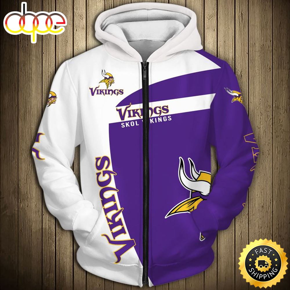 NFL Minnesota Vikings &amp; Skol Vikings 3D Hoodie All Over Print Shirts