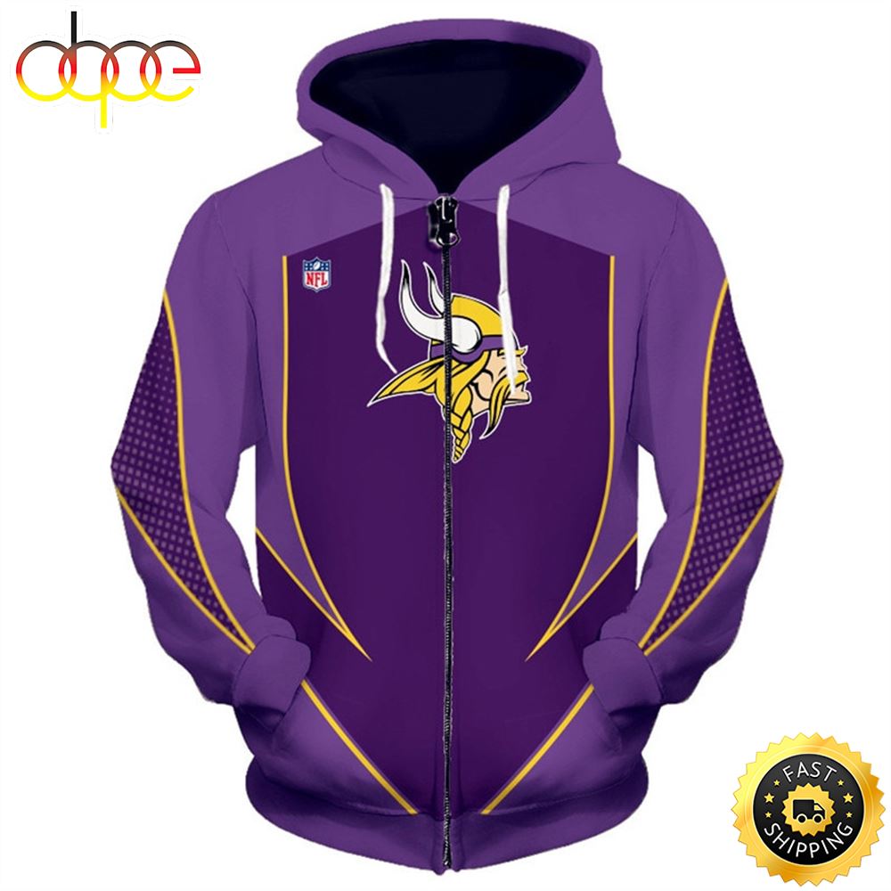 NFL Minnesota Vikings Team &amp; Vikings Logo 3D Hoodie All Over Print Shirts
