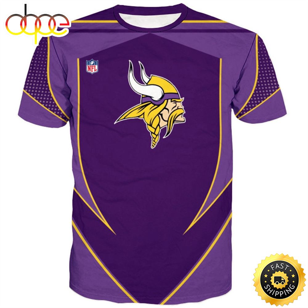 NFL Minnesota Vikings &amp; Vikings Logo 3D T-shirt All Over Print Shirts