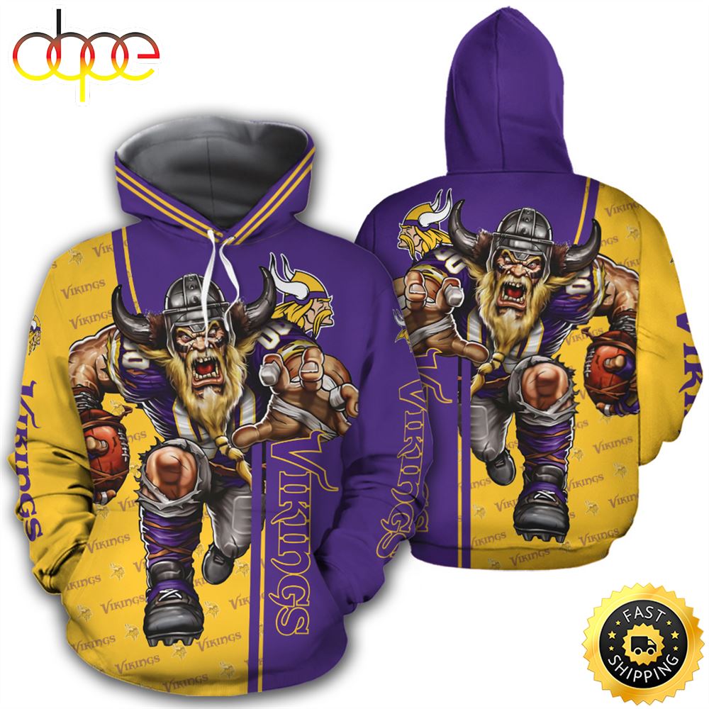 NFL Minnesota Vikings &amp; Vikings Running 3D Hoodie All Over Print Shirts